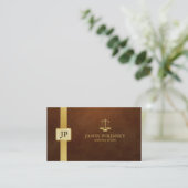Elegantes Brown-Leder und Goldrechtsanwalt am Visitenkarte (Stehend Vorderseite)
