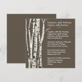 Elegantes Brown mit Birken-Bäumen Wedding Einladung