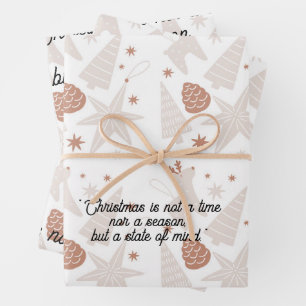 Elegantes Brown & White Christmas Wrapping Paper Geschenkpapier Set