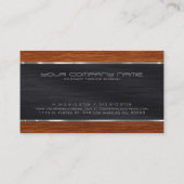 Elegantes Brown Wood, Metallic Black & Silver Visitenkarte (Rückseite)