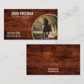 Elegantes Brown Wood Texture Horse Foto Equine Visitenkarte (Vorne/Hinten)