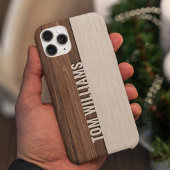 Elegantes Brown Wood Texture Modern Style Monogram Case-Mate iPhone Hülle
