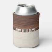 Elegantes Brown Wood Texture Modern Style Monogram Dosenkühler (Kanne Vorderseite)