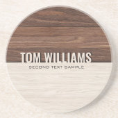 Elegantes Brown Wood Texture Modern Style Monogram Getränkeuntersetzer (Vorne)