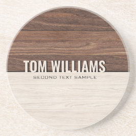 Elegantes Brown Wood Texture Modern Style Monogram Getränkeuntersetzer