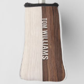 Elegantes Brown Wood Texture Modern Style Monogram Golf Headcover (Rotieren 90)