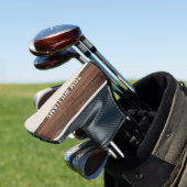 Elegantes Brown Wood Texture Modern Style Monogram Golf Headcover (In Situ)