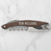 Elegantes Brown Wood Texture Modern Style Monogram Kellnermesser