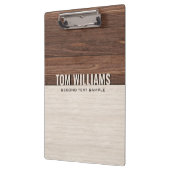 Elegantes Brown Wood Texture Modern Style Monogram Klemmbrett (Links)
