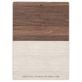 Elegantes Brown Wood Texture Modern Style Monogram Klemmbrett (Rückseite)