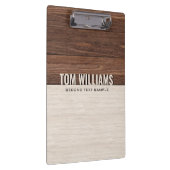 Elegantes Brown Wood Texture Modern Style Monogram Klemmbrett (Rechts)