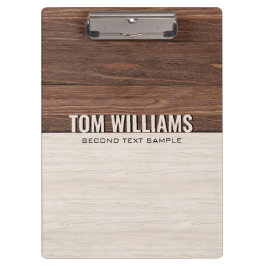 Elegantes Brown Wood Texture Modern Style Monogram Klemmbrett