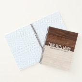 Elegantes Brown Wood Texture Modern Style Monogram Notizblock (Innenseite)