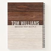 Elegantes Brown Wood Texture Modern Style Monogram Notizblock (Rückseite)