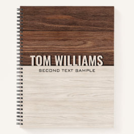 Elegantes Brown Wood Texture Modern Style Monogram Notizblock