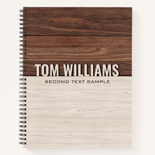 Elegantes Brown Wood Texture Modern Style Monogram Notizblock (Vorderseite)