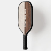 Elegantes Brown Wood Texture Modern Style Monogram Pickleball Schläger (Links)