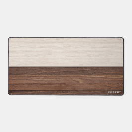 Elegantes Brown Wood Texture Modern Style Monogram Schreibtischunterlage