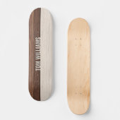 Elegantes Brown Wood Texture Modern Style Monogram Skateboard (Vorderseite)