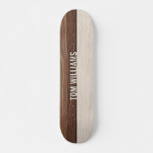 Elegantes Brown Wood Texture Modern Style Monogram Skateboard (Vorne)