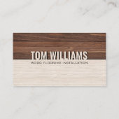 Elegantes Brown Wood Texture Modern Style Monogram Visitenkarte (Rückseite)