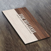 Elegantes Brown Wood Texture Modern Style Monogram Visitenkarte