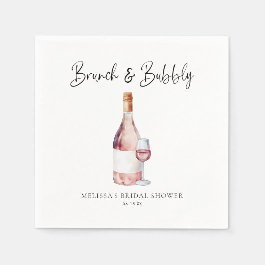 Elegantes Brunch & Bubbly Brautparty Serviette (Vorderseite)