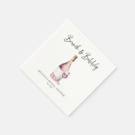 Elegantes Brunch & Bubbly Brautparty Serviette (Ecke)