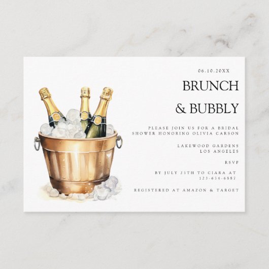 Elegantes Brunch & Bubbly Bridal Dusche Einladung (Vorderseite)