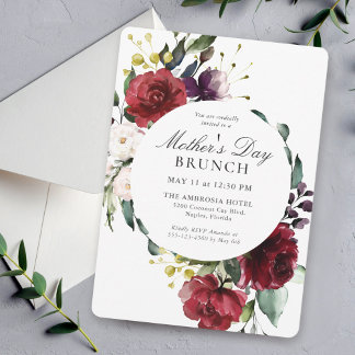 Elegantes Brunch der Lila und roten Mütter Einladung