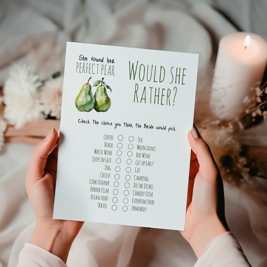 Elegantes Brunch Perfect Pear Brautparty Game