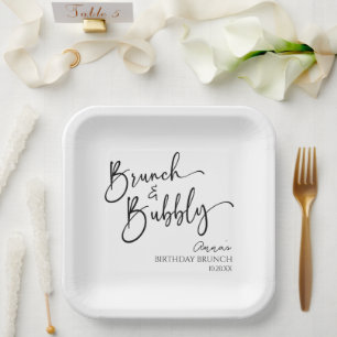 Elegantes Brunch und Bubbly Birthday Brunch Party Pappteller
