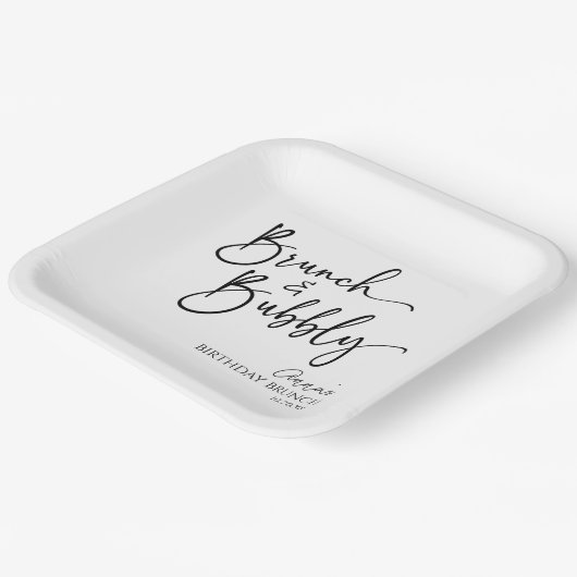 Elegantes Brunch und Bubbly Birthday Brunch Party Pappteller (Gewinkelt)