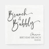 Elegantes Brunch und Bubbly Birthday Brunch Party Serviette (Vorderseite)