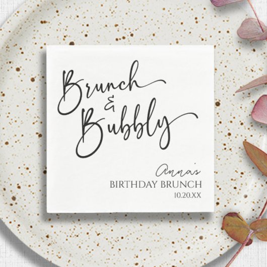 Elegantes Brunch und Bubbly Birthday Brunch Party Serviette