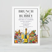 Elegantes Brunch und Bubbly Brautparty Einladung (Stehend Vorderseite)