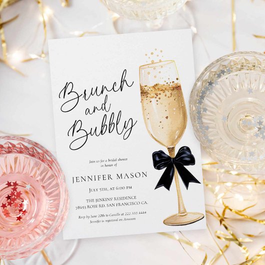 Elegantes Brunch und Bubbly Brautparty Einladung