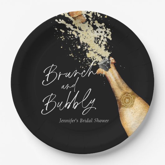 Elegantes Brunch und Bubbly Brautparty Pappteller (Vorderseite)