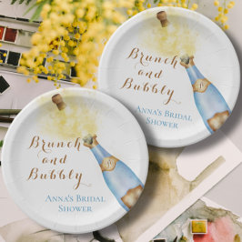 Elegantes Brunch und Bubbly Brautparty Pappteller