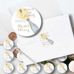 Elegantes Brunch und Bubbly Brautparty Runder Aufkleber