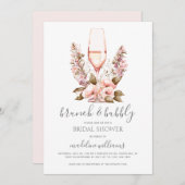 Elegantes Brunch und Bubbly Champagne Brautparty Einladung (Vorne/Hinten)