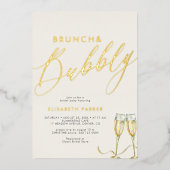 Elegantes Brunch und Champagner-Elfenbeingold Folieneinladung (Vorderseite)