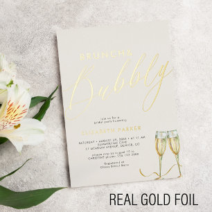 Elegantes Brunch und prickelnder Champagner elfenb Folieneinladung