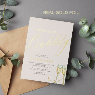 Elegantes Brunch und prickelnder Champagner in Ros Folieneinladung