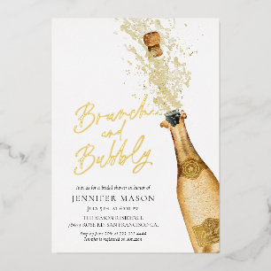 Elegantes Brunch und prickelndes Champagner-Brauta Folieneinladung
