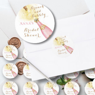 Elegantes Brunch und sprudelndes Brautabschiedsspi Runder Aufkleber