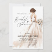 Elegantes Brünett Bride Wedding Gown Brautparty Einladung (Vorderseite)