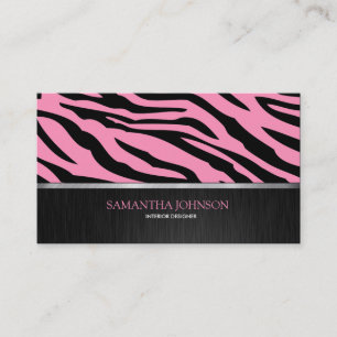 Elegantes Bubblegum rosa und schwarzer Zebra Visitenkarte