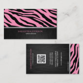 Elegantes Bubblegum rosa und schwarzer Zebra Visitenkarte (Vorne/Hinten)