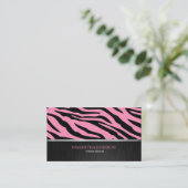 Elegantes Bubblegum rosa und schwarzer Zebra Visitenkarte (Stehend Vorderseite)